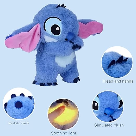 portable breathing teddy soft plush toy with music, lights & gentle breathing motion